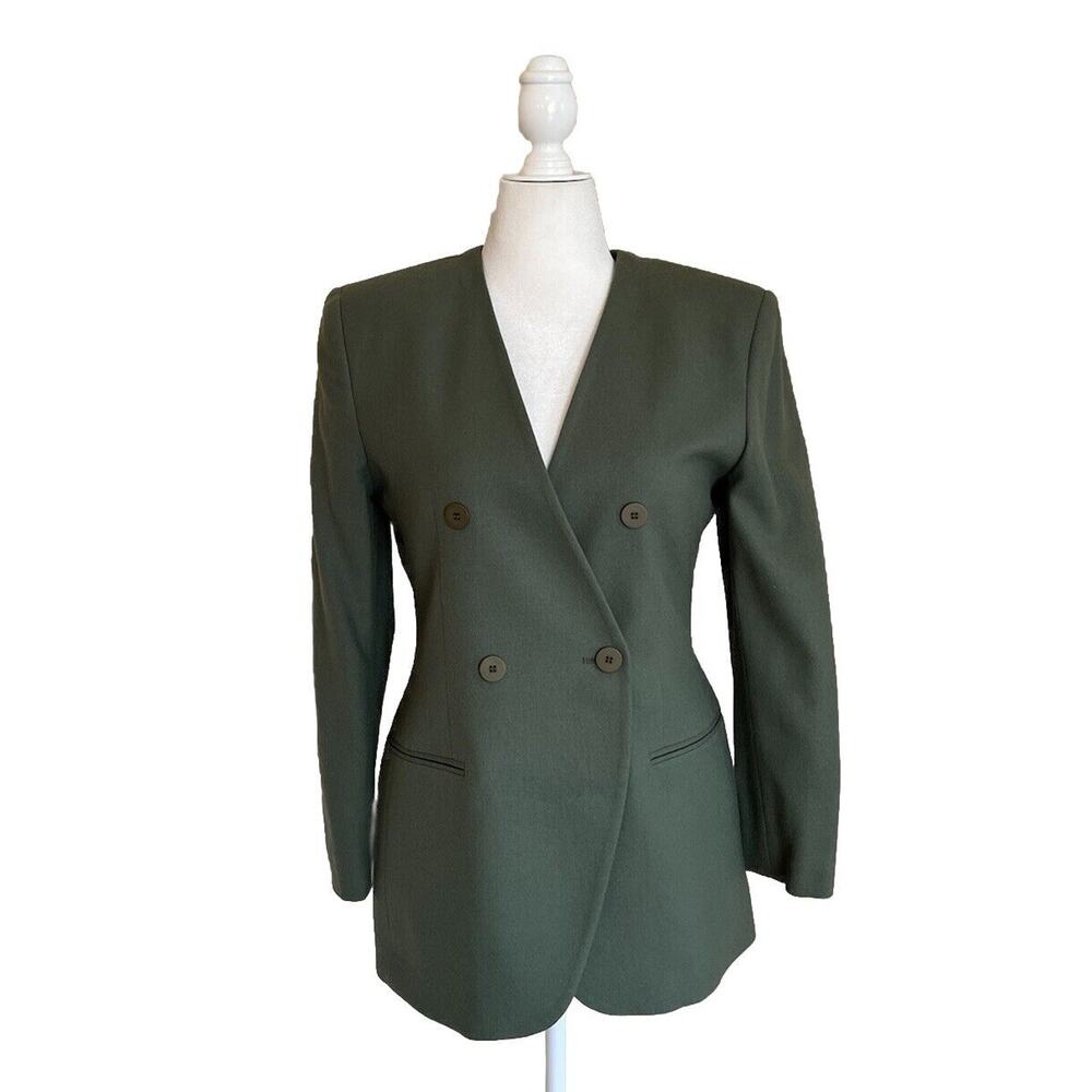 Vintage Wool Blazer, Jones New York Collection, Double Breasted Green, Womens 6